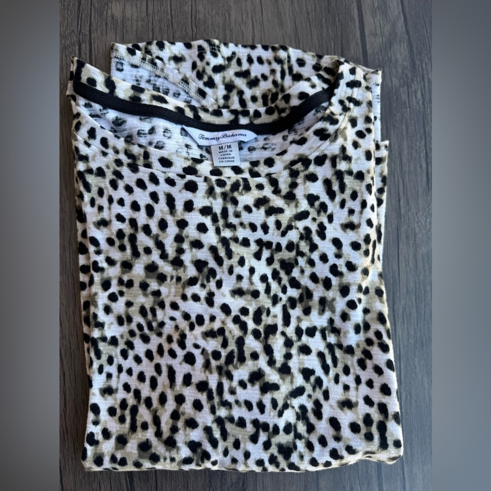 Tommy Bahama Ashby Isles Lagoon Black and Cream Patterned Long Sleeve Top Size M - Picture 11 of 11
